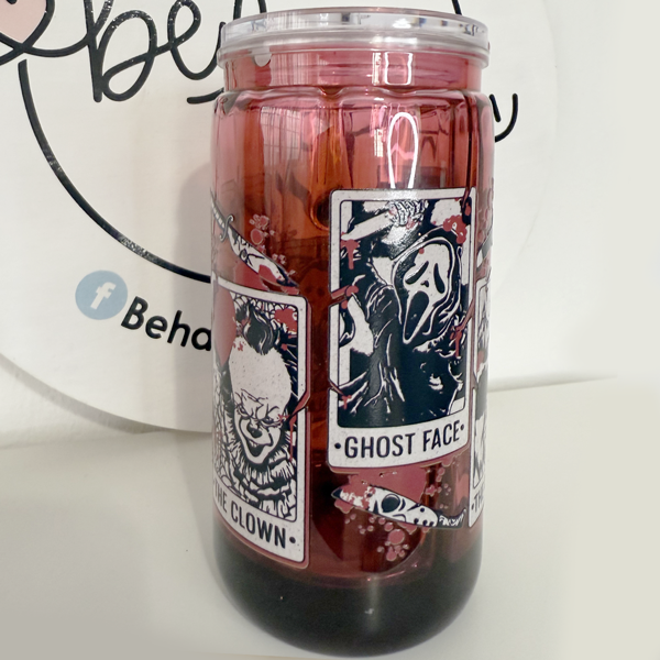Vaso Tipo Lata de acrilico de 16 oz Personajes de Halloween Mod.1
