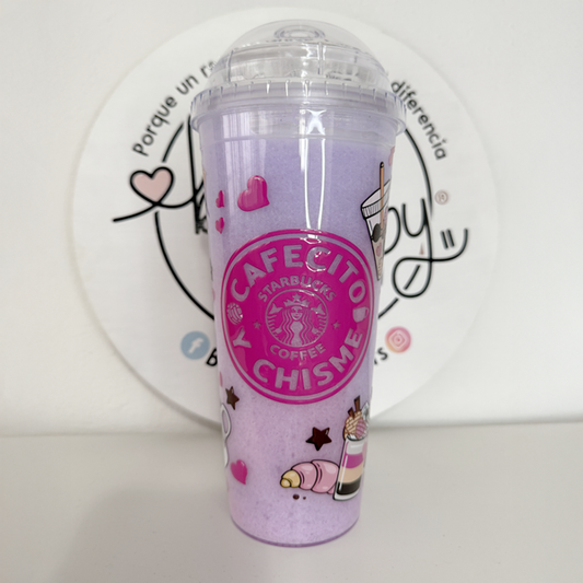 Vaso Acrílico Efecto Slushy Cafecito y Chisme