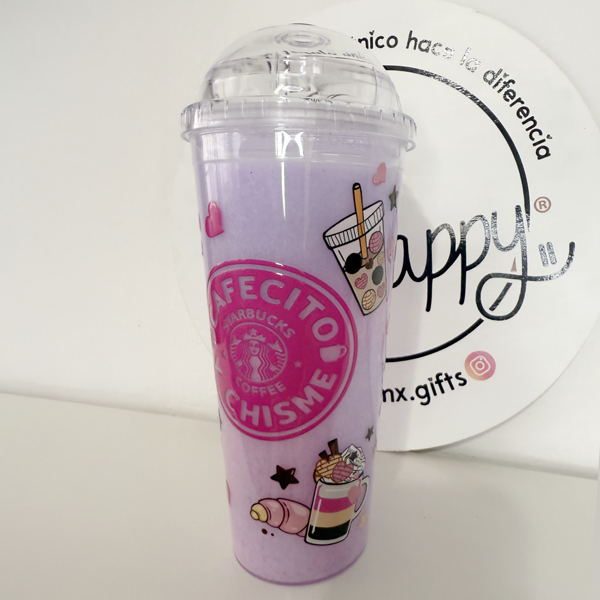 Vaso Acrílico Efecto Slushy Cafecito y Chisme