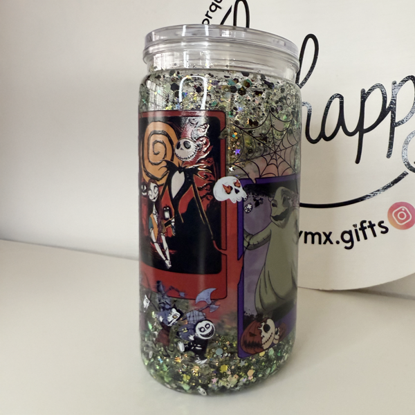 Vaso Tipo Lata doble capa de acrilico de 16 oz esqueleto