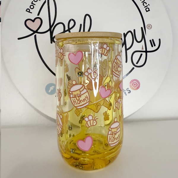 Vaso de Vidrio doble capa de 16 oz Oso Meloso