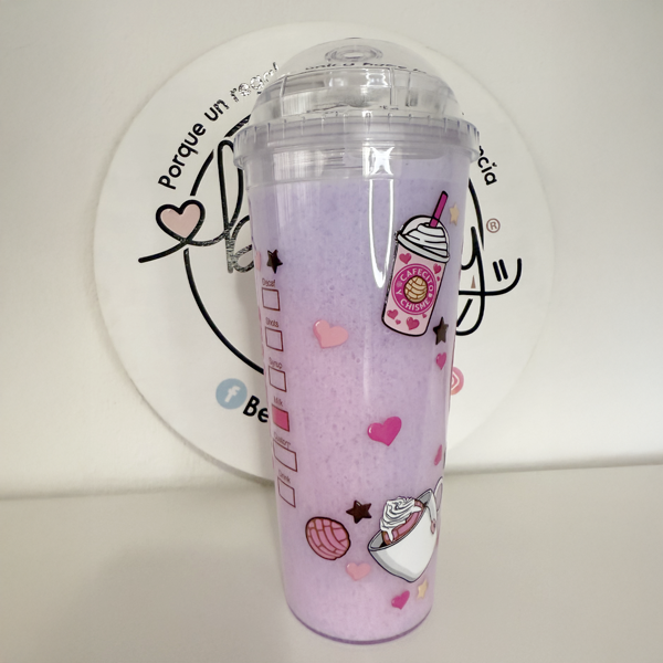 Vaso Acrílico Efecto Slushy Cafecito y Chisme
