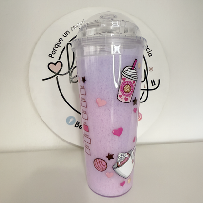 Vaso Acrílico Efecto Slushy Cafecito y Chisme