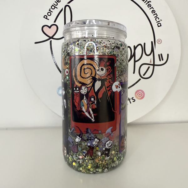 Vaso Tipo Lata doble capa de acrilico de 16 oz esqueleto