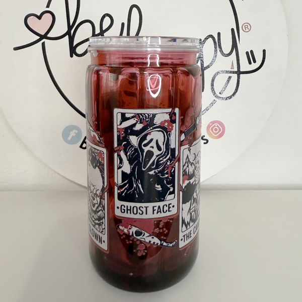 Vaso Tipo Lata de acrilico de 16 oz Personajes de Halloween Mod.1