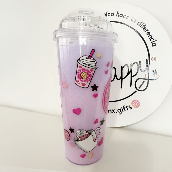 Vaso Acrílico Efecto Slushy Cafecito y Chisme