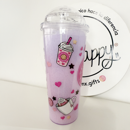 Vaso Acrílico Efecto Slushy Cafecito y Chisme