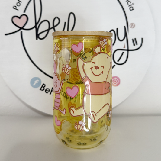 Vaso de Vidrio doble capa de 16 oz Oso Meloso