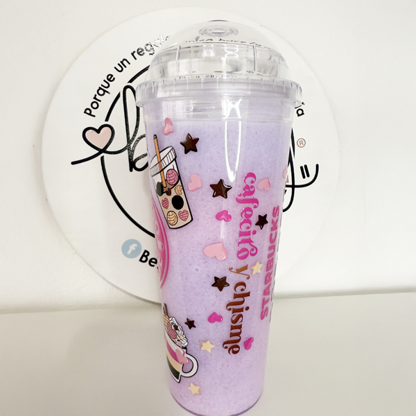 Vaso Acrílico Efecto Slushy Cafecito y Chisme
