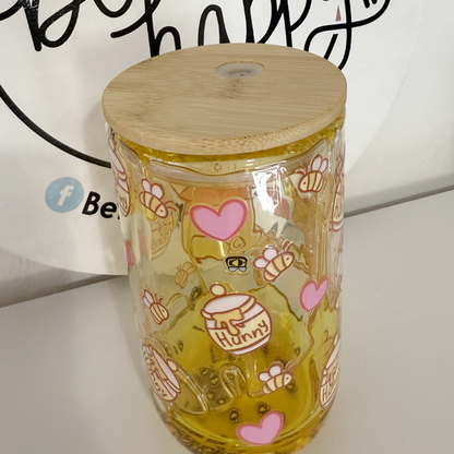 Vaso de Vidrio doble capa de 16 oz Oso Meloso