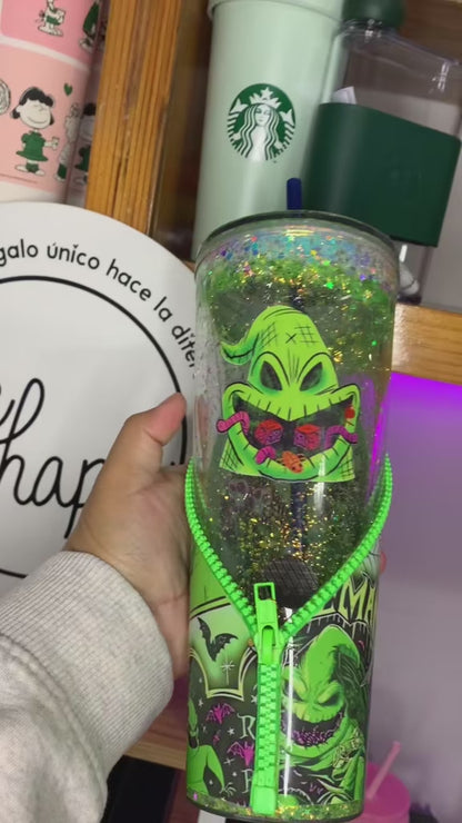 Vaso Acrílico Zipper Snow Globe Hombre Saco (Glow in the dark)