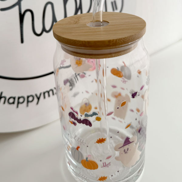 Vaso de vidrio de 16 oz Ratones Fantasmas Halloween