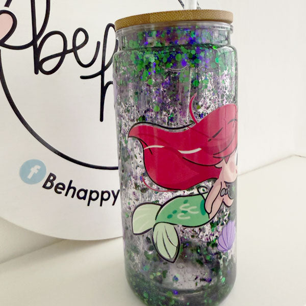 Vaso Lata de 20 oz Snow Globe Sirena y pez