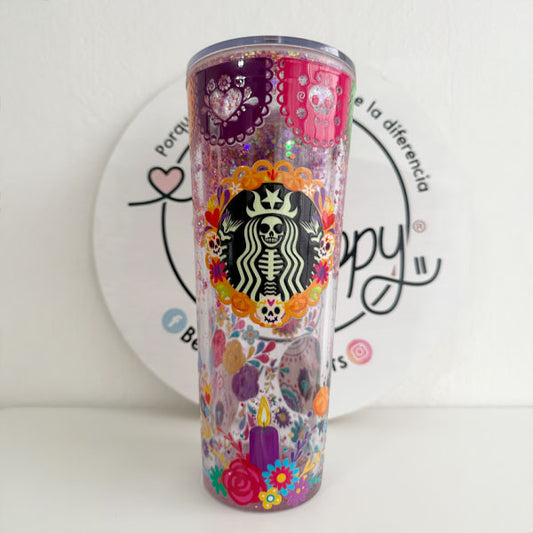 Vaso Acrílico Snow Globe Día de Muertos
