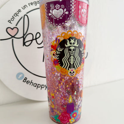 Vaso Acrílico Snow Globe Día de Muertos