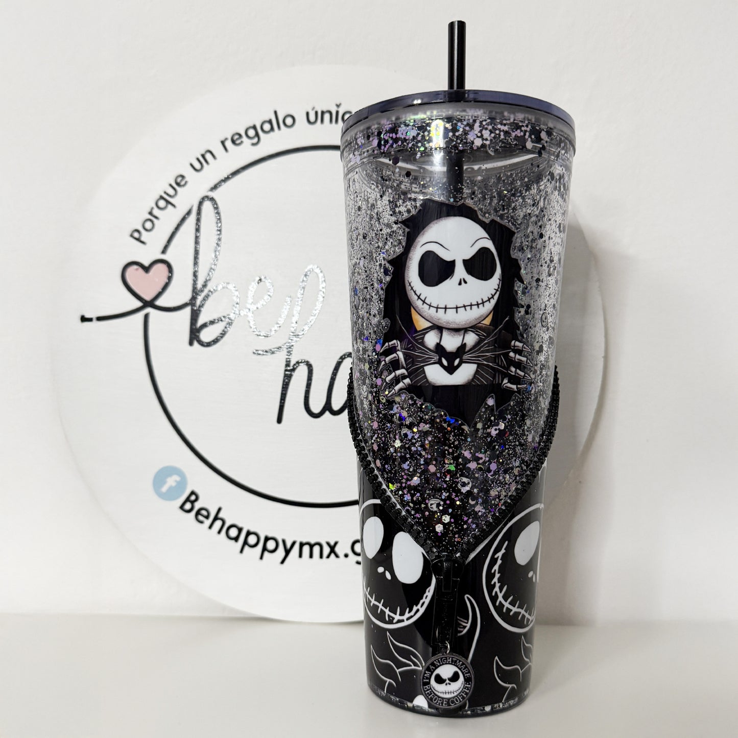 Vaso Acrílico Zipper Snow Globe Esqueleto